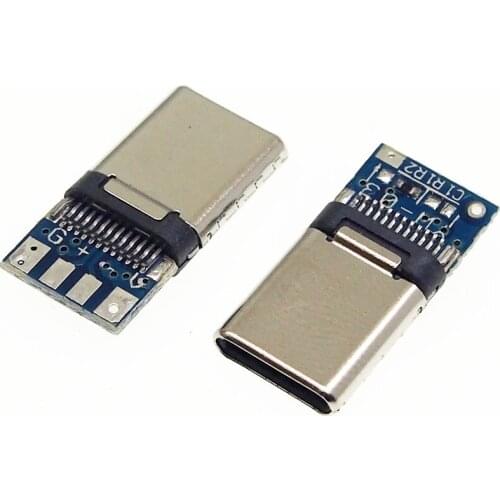 10pcs USB3.1 TYPE-C Wire bonding With PCB board with IC resistor 24K extended version double-sided male plug