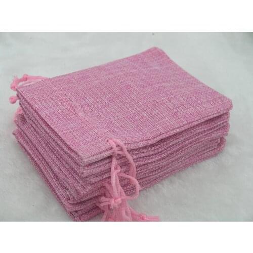 100pcs 12.5x17cm Pink Hemp/Hessian Bags, Jewelry Pouches, Wedding Favors, Jewelry Packing, Gift Bags--HB121703