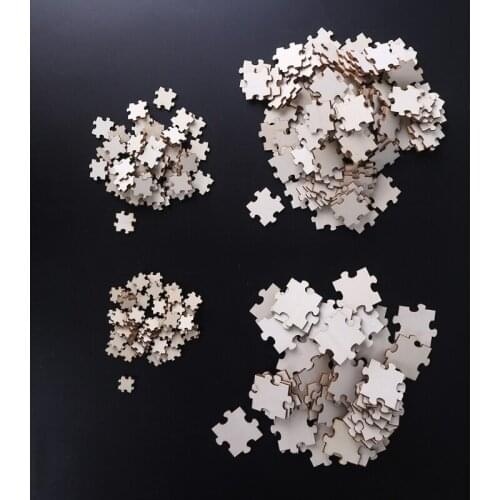 100 Pcs/Set Unfinished Wooden Jigsaw Freeform Blank Puzzles Pieces for DIY Art Crafts Card Making Wholesales