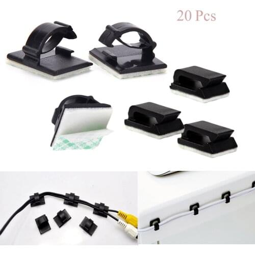 18/20pcs Cable Clips Desktop Organizer Self-Adhesive Cord Management Wire Holder Data Telephone Line Winder Fastener Clamp