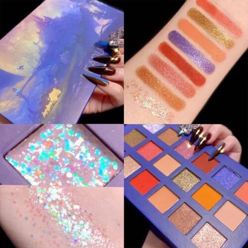18 Colors Eyeshadow Palette Ins Super Fire Long-lasting Waterproof Glitter Matte Shimmer Sequin Eyeshadow Cosmetics