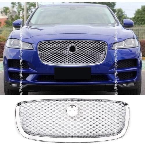 2pcs For Jaguar F-PACE 2016-2020 Chrome Front Bumper Grille Mesh Cover trim Assembly replace Car accessories