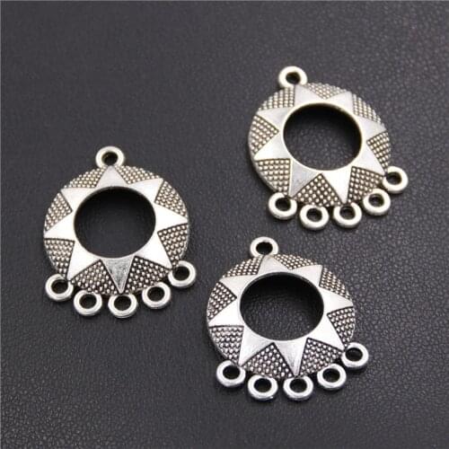 20PCS Hollow Filigree Round Charms Jewelry Chandelier Metal Zinc Alloy Trendy Filigree Charms A2370
