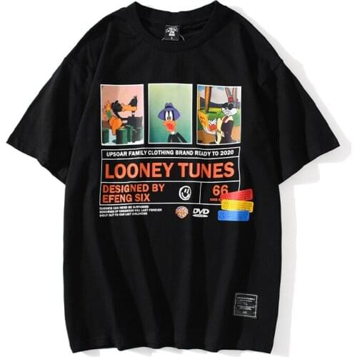 2021 Summer Cotton Loose-fitting Unisex Top Man T-shirt With Cartoon Print Hip-hop Couple Short Sleeves Women Loose Half Sleeve