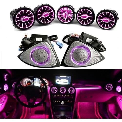 3/64 Colors Car LED Outlet Atmosphere Lamp 3D Rotary Tweeter For Mercedes-Benz C/GLC class W205 c200lc260l X253 c260l Air vent