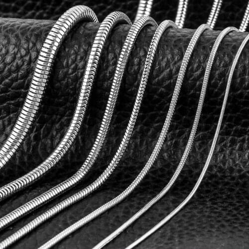 3Pcs Unisex Stainless Steel 0.9-4.2mm Round Snake Chain Necklace Never Turn Off Quality Men Women Necklaces Jewelry Making