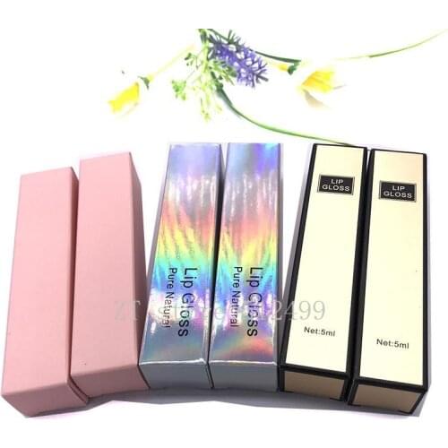 50/100pcs 23*23*107mm Cosmetic Paper Packing Box for Lipgloss Tube, 2.3*2.3*10.4cm Pink Colored Packing Box of Lip Gloss Bottle