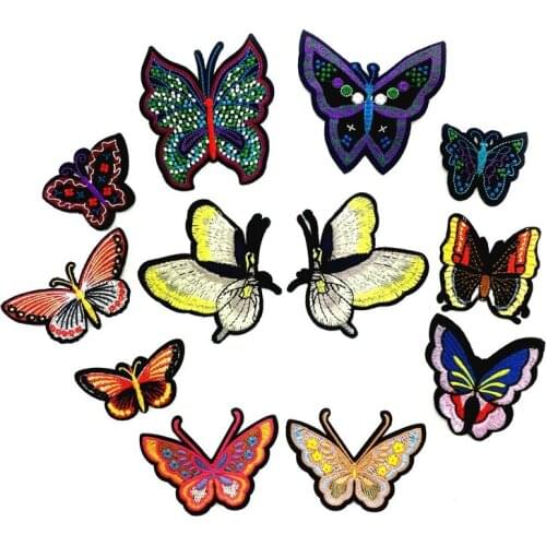 50pcs/lot Butterfly Embroidery Patches Letters Clothing Decoration Accessories Diy Iron Heat Transfer Applique Iron on Patches