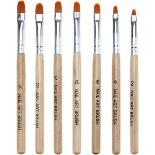 7Pcs Wooden Nail Painting Phototherapy Pen Brush Acrylic Gel Extension Builder Wooden handle, suitable for nails, false nails