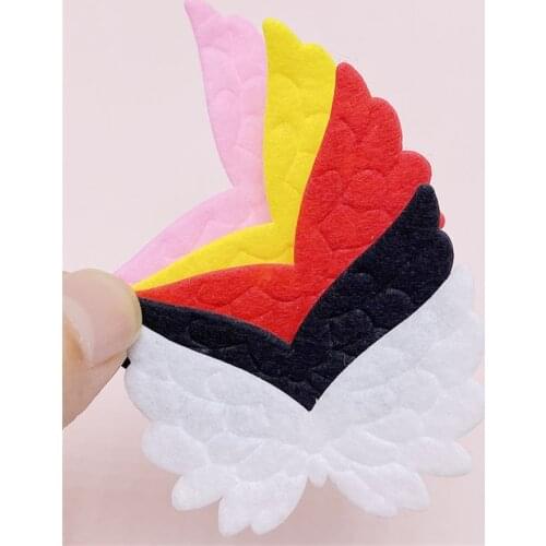 50Pcs/Lot 5*3.5CM White Felt Cloth Wings Padded Appliques For DIY Children Hair Accessories And Garment Patches Baking Plugins
