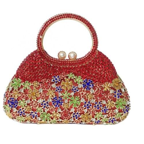 XIYUAN BRAND women evening party handbag diamonds luxury clutches ladies designer flower crystal purses bridal wedding party bag