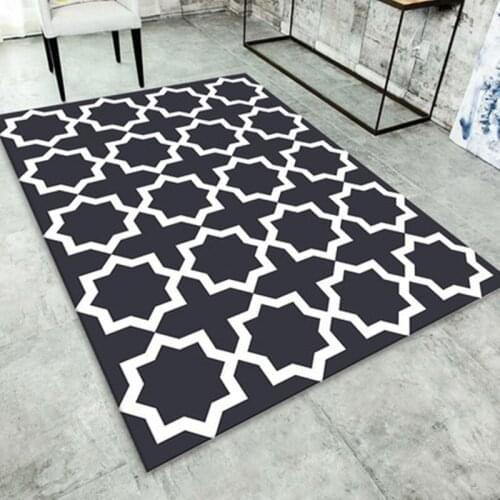 2x4M Black White Rectangle Carpets 6mm Rug Non-slip Floor Mat Geometric Pattern Living Room Rugs Bedroom Mats Home Decoration