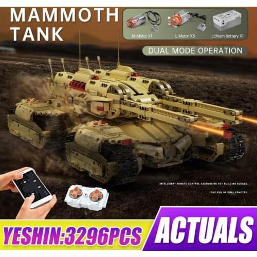 MOULD KING City Remote Control Ww2 Military MOC-59688 Mammoth Tank Building Blocks Bricks RC Vehicle Toys Gifts Children Boys