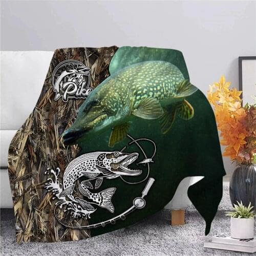 CLOOCL Animal Pike Fishing Flannel Blankets 3D Printed Blanket Sofa Travel Teens Bedding Throw Blanket Plush Quilt Drop Shipping