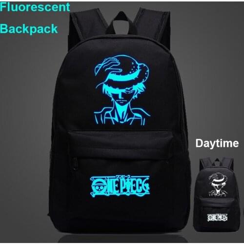 Fluorescent Luminous Anime One Piece Luffy Boy Girl School bag Women Bagpack Teenagers Schoolbags Men Children Student Backpacks