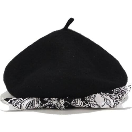 Bonnets Beret hat women wool solid color beret Silk retro hat retro plain beret hat warm hat elegant ladies winter hat
