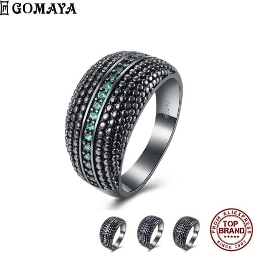 GOMAYA Classic Punk Style Rings For Women Finger Concentrated Black Dots Cubic Zirconia Ring Party Festival Gift Fashion Jewelry