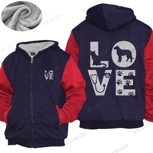 Cotton warm coat Men winter zipper Tops Vet Tech Love Veterinarian Tech Distressed hoodies Cotton Brand thick hoody euro size