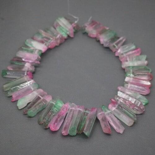 KINDGEMS) Green Gradient Ramp Healing Crystal Quartz Beads, Top Drilled Point Pendant, Rock Fashion Women Fine Jewelry Necklace