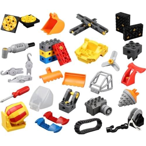 Creativity Big Size Building Blocks Construction Mechanical Accessories Hook Ladder Compatible Duplos Assemble Toys For Children
