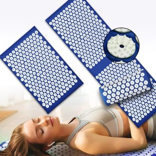 Yoga Acupressure Mat and Pillow Massage Cushion Extra Long Acupuncture Massage Mat Relieve Stress Back Body Pain Spike Mat