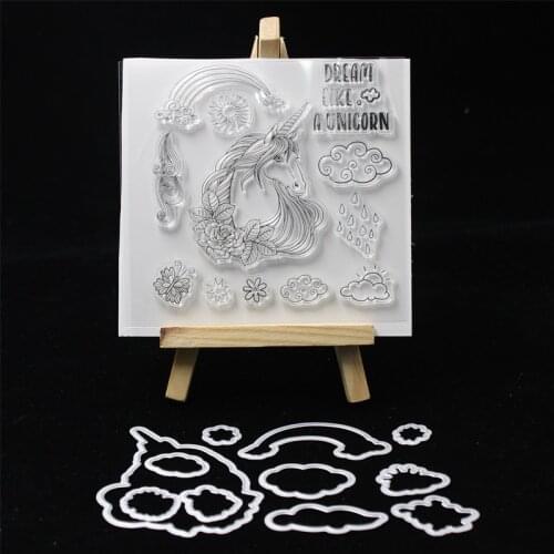 KSCRAFT Cute Unicorn Transparent Clear Silicone Stamp Or Cutting Dies for DIY Scrapbooking/Card Making/Kids Fun Decoration 235