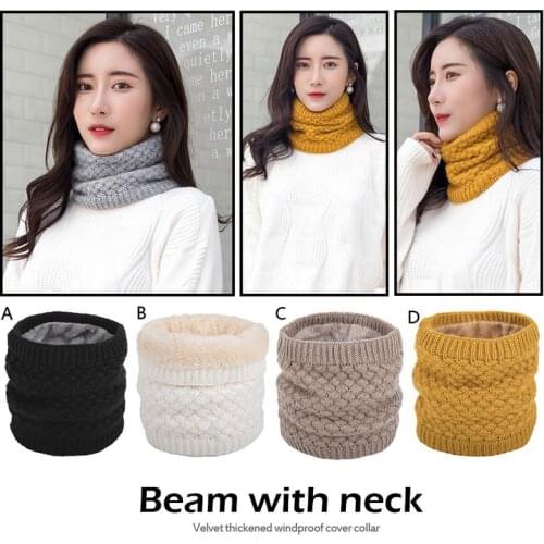 Fashion Wool Scarves Thickness Knitted Collar Women Ring Winter Warm Scarf Ladies Stitch Neck Plush Scarf Cashmere Bufanda
