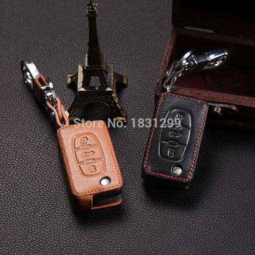 The latest classic car leather key cover for Peugeot RCZ 206 207 306 307 308 407 408 for Citroen C2 C3 C4 C5 C6 C4L Auto parts