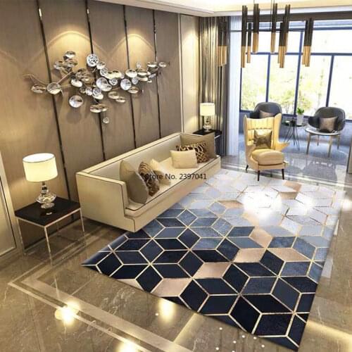 New Trend Modern metal golden carpet Dark green/black geometric bedroom carpets for living room rugs Fashion parlor mat/tapetes