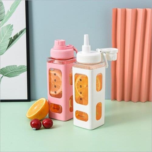 Bear Water Bottle with Straw Sport Plastic Portable School Drinking Bottle for Girl Cute Juice Tea Water Cups 700ml