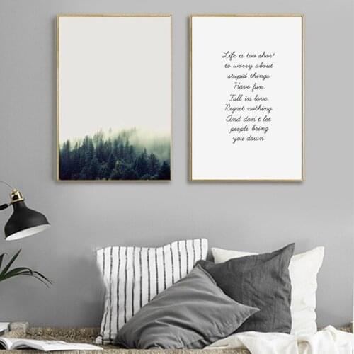 Landscape Canvas Painting Forest Art Print And Poster Wall Decor , Nordic Style Landscape Wall Pictures for Home Decoration