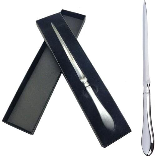 Portable Alloy Letter Opener Envelope Opener With Gift Box Practical Paper Cutter For Home Shop Letter Opener(Silver + Gift Box)