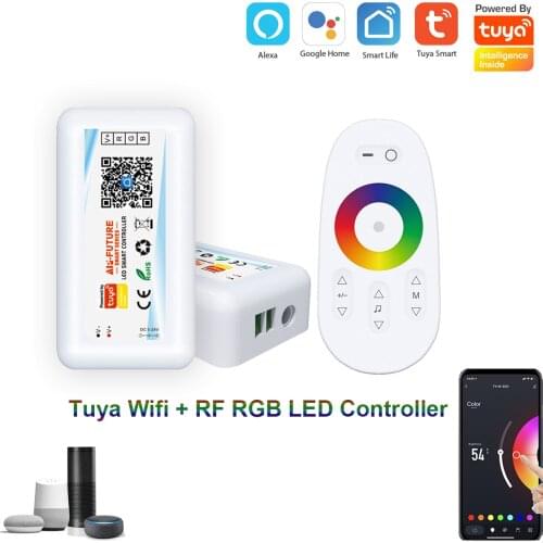 DC 5-24V RF Touch Remote Tuya WIFI Smart APP LED Controller RGB Light For 2835 5050 LED Strip Work With Alexa Google Home
