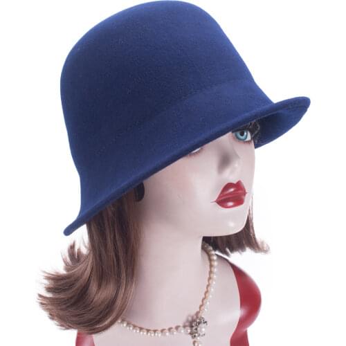 Lawliet Womens Vintage Style Asymmetrical Brim Blocked Untrimmed Cloche Wool Felt Hat Base Millinery Making T413