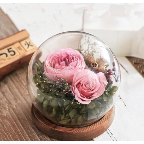 Diameter=12cm Antique Base Glass Dome Vase Home Decoration Creative Cover Wedding Friend Favor Gift