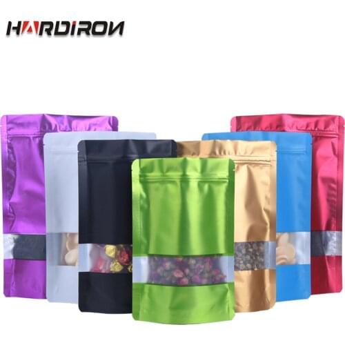 Thick Color Aluminum Foil Zipper Self-supporting Packaging Bag Food Nut Supermarket Display snack Window Show Package Sealed Bag