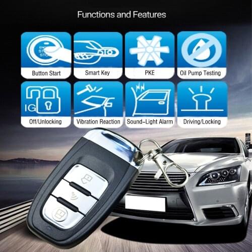 Universal 12V Q6C+-10 Car Alarm Keyless Start Security System PKE Induction Anti-theft Keyless Entry Push Button Remote System