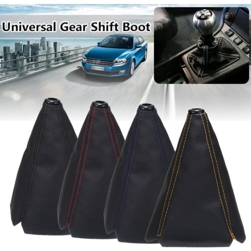 16mm Universal PU Leather Car Auto Gear Shift Collars Carbon Fiber Car Manual Shifter Gear Shift Boot Cover Gaiter