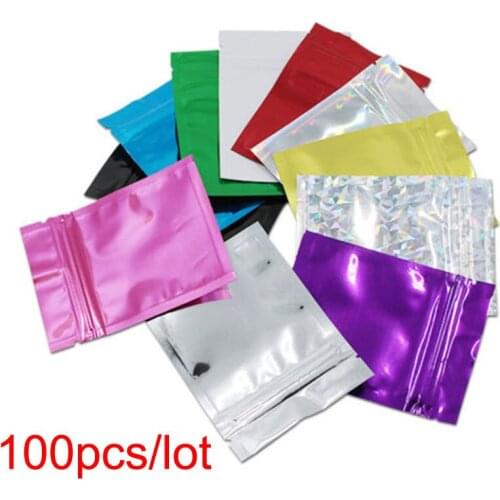Aluminum Foil Vacuum Package PouchBlack/ Blue/ Silver/ Green/ Red/ Gold/ Purple flat Mylar bag 100pcs/lot