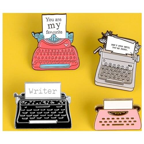 Vintage typewriter enamel pin Write a letter to her brooch Your favorite Lapel pin badge Clothes backpack jewelry gift for women