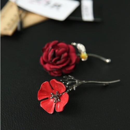 New Fashion Trendy Metal Flower Lapel Pins Beaded Floral Brooches for Women and Men Suits Handmade Brooch 5pcs/lot