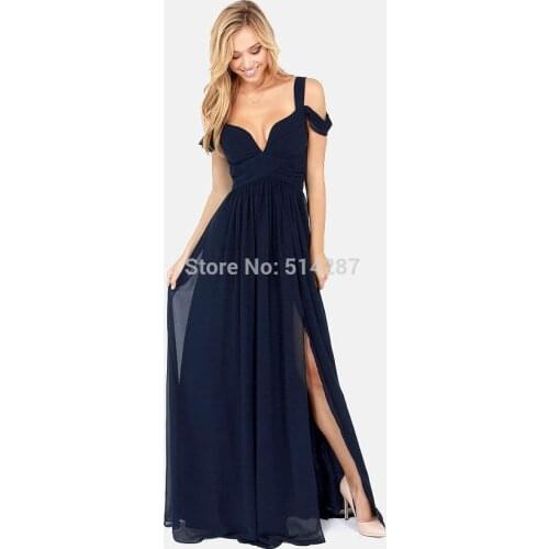 Vestidos De Fiesta Sexy A-Line V-Neck Ruffles Chiffon Tank Backless Graduation Prom navy blue dress New Homecoming Dresses
