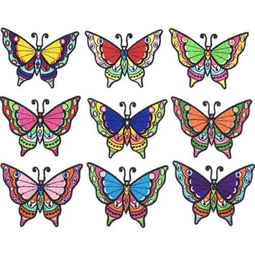 18pcs fashion colorful Iron On Patch Sew Embroidered Trim Standard butterfly fabric stickers for diy sewing craft