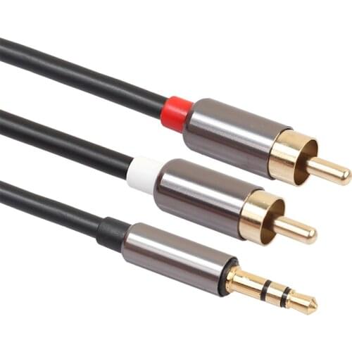 3.5mm 2 RCA AUX Stereo Male To Male Audio Stereo Adapter Converter Speaker Extension Cable 1M Portable Durable Bi-directional
