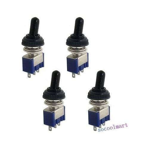 4 Pcs AC 125V 6A ON/ON 2 Position SPDT Toggle Switch with Waterproof Boot