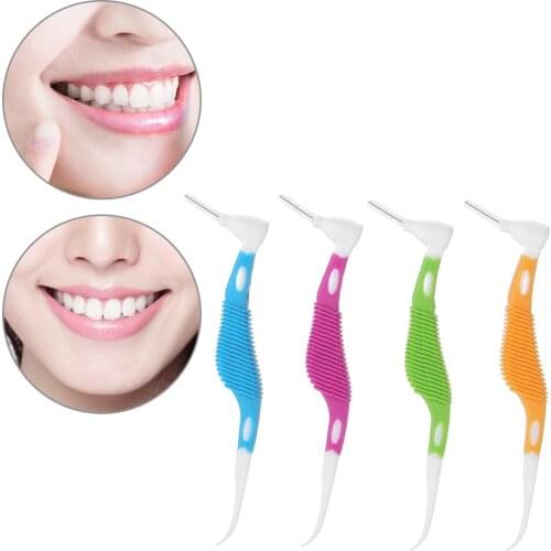 8pcs/set Colours Disposable Toothpicks Soft Interdental Brushes Dental Oral Care Tools