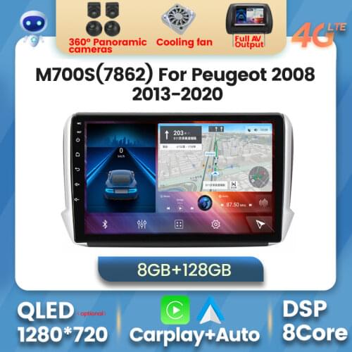7862 6G RAM+128G ROM 4G LTE Android 10 Car Radio Multimedia for Peugeot 2008 208 series 2012-2018 car GPS Navigation carplay BT