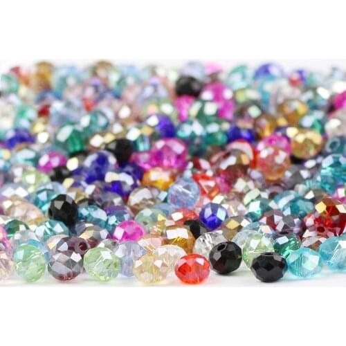 HGKLBB Austrian Rondelle crystals beads 6mm 50pcs Round Facet glass ball spacer loose beads Jewelry for Making Accessories DIY