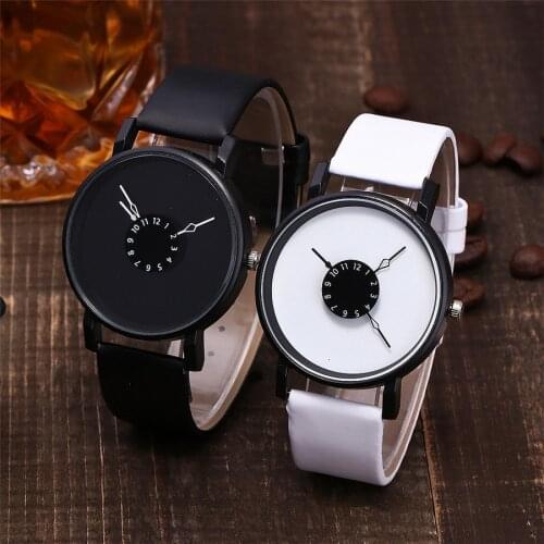New Simple Men Women Casual Quartz Watches Ins Fashion White & Black Watches Womens Clock Watch for Girls