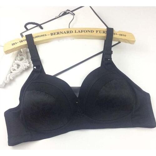 Black Classic Simple No Rims Bra Plus Size 32-44 A B C D Sexy Lace Women Cotton Padded Bralette Push Up Lingerie Brassiere C05